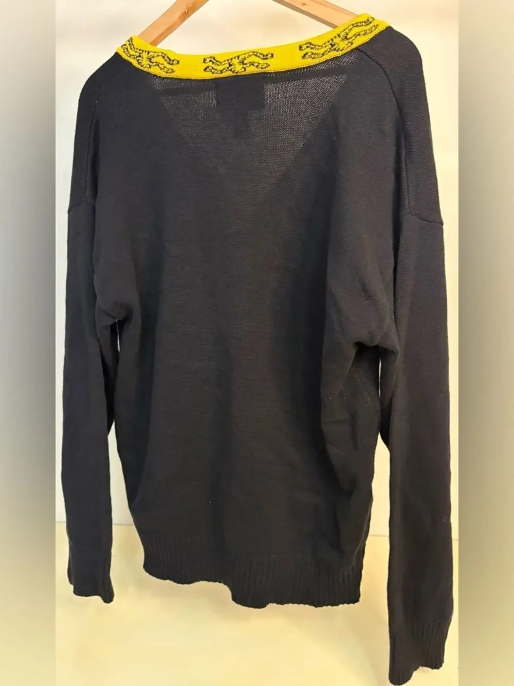 Airwalk Black Cardigan with Yellow Trim and Logo Patch